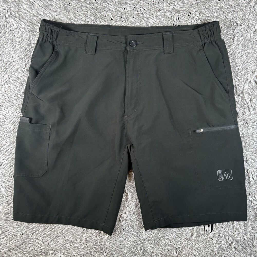 Fintech Submariner Cargo Shorts Mens XL Black Zip Pockets Utility Stretch Beach